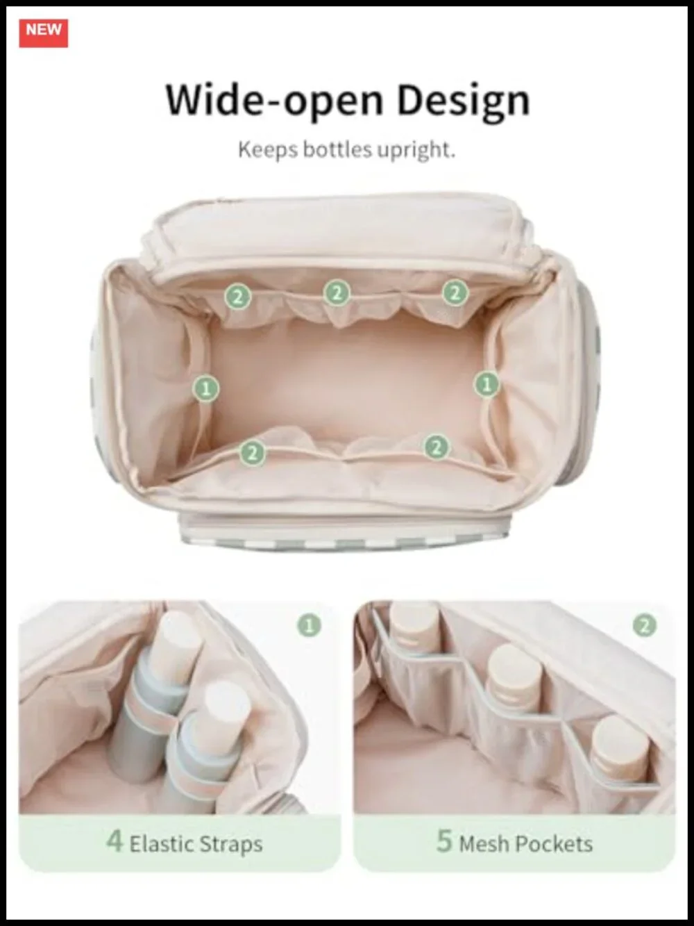 Hanging Travel Toiletry Bag - Large Cosmetic Organizer with Wide Open Design